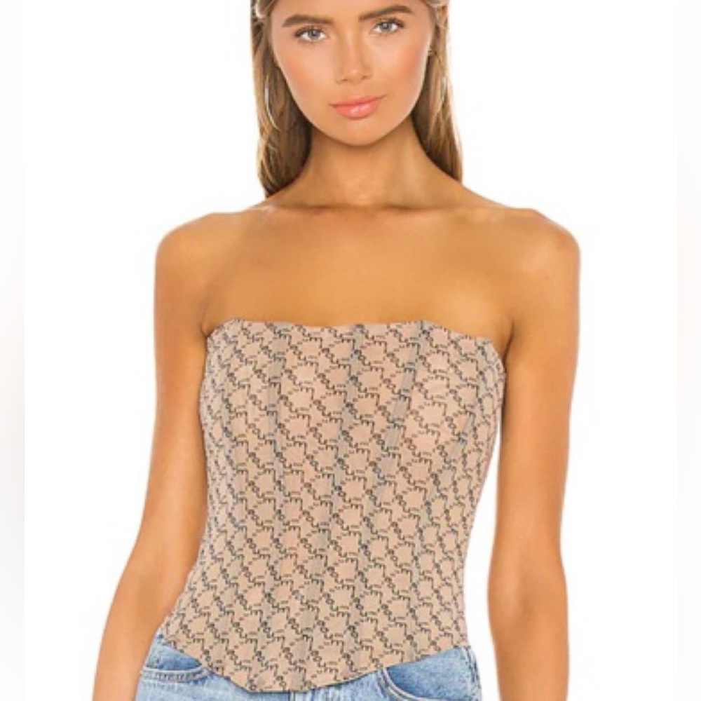 Women's Beige Strapless Top
